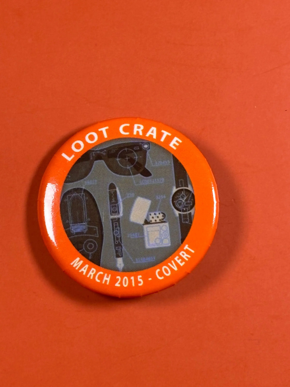 2015 Covert Pin March Loot Crate Pinback Lootcrate Exclusive Orange Button